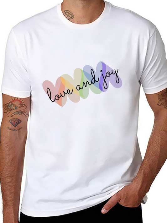 Love and Joy Rainbow Heart Graphic T-Shirt