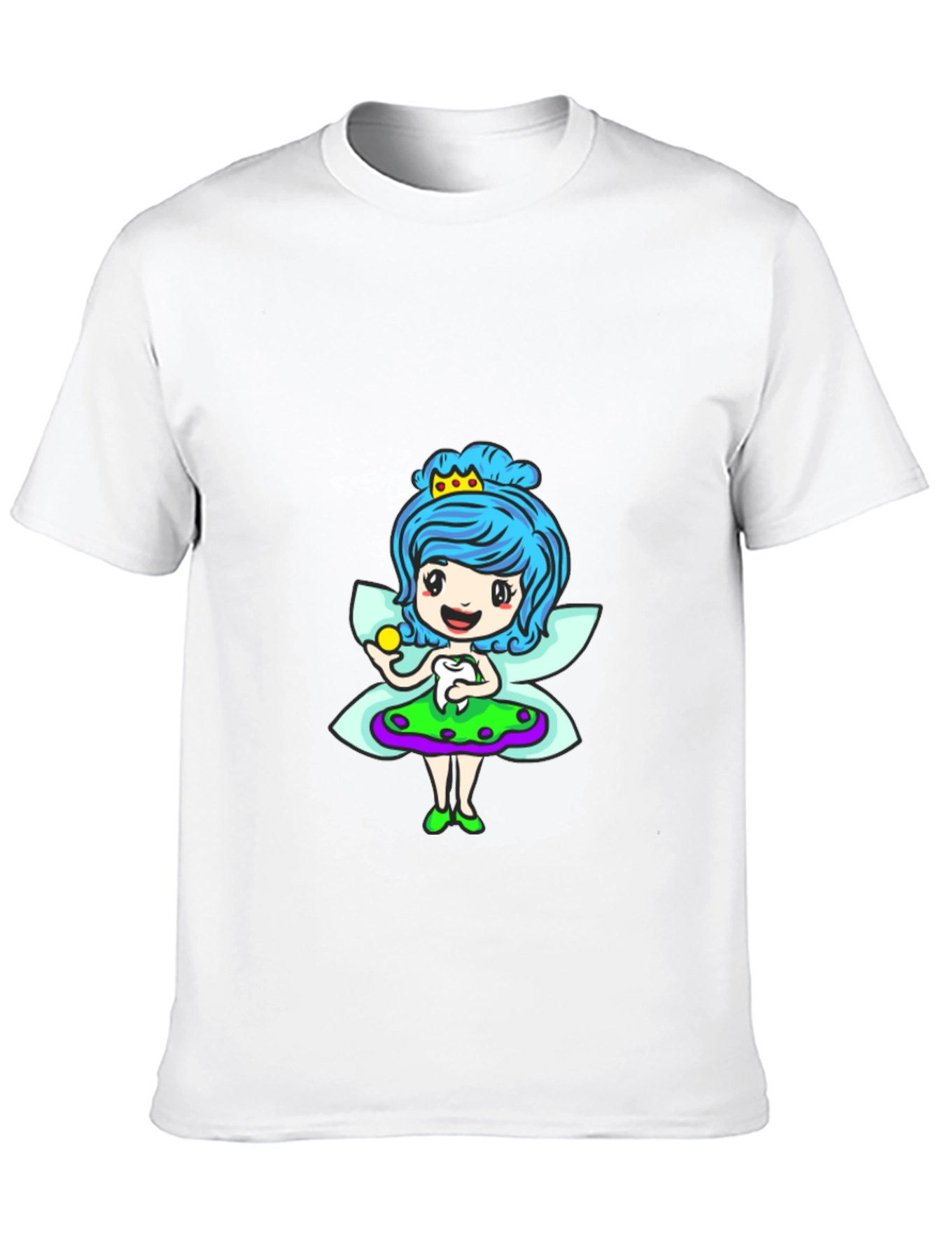 Cute Cartoon Fairy Print Black T-Shirt