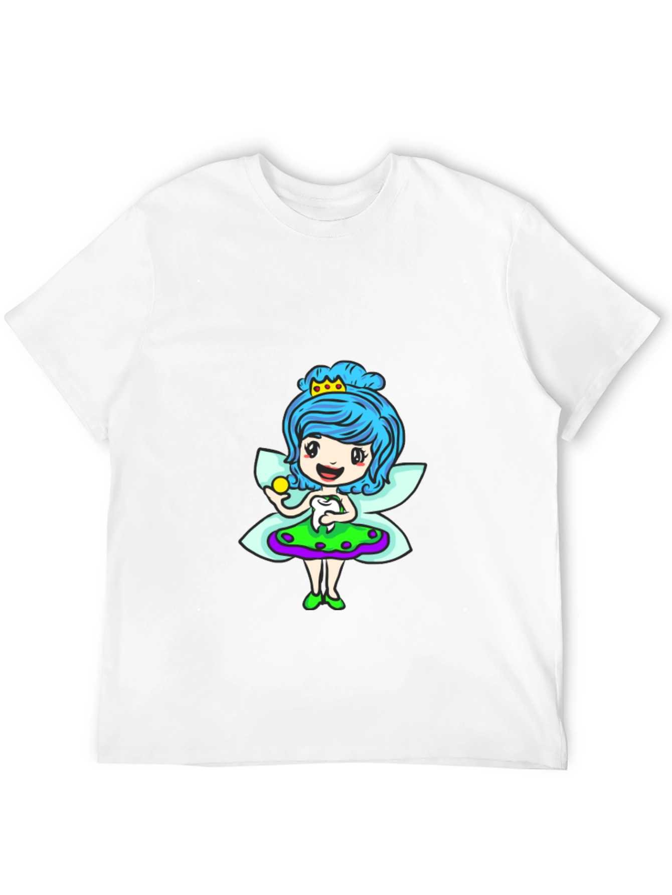 Cute Cartoon Fairy Print Black T-Shirt