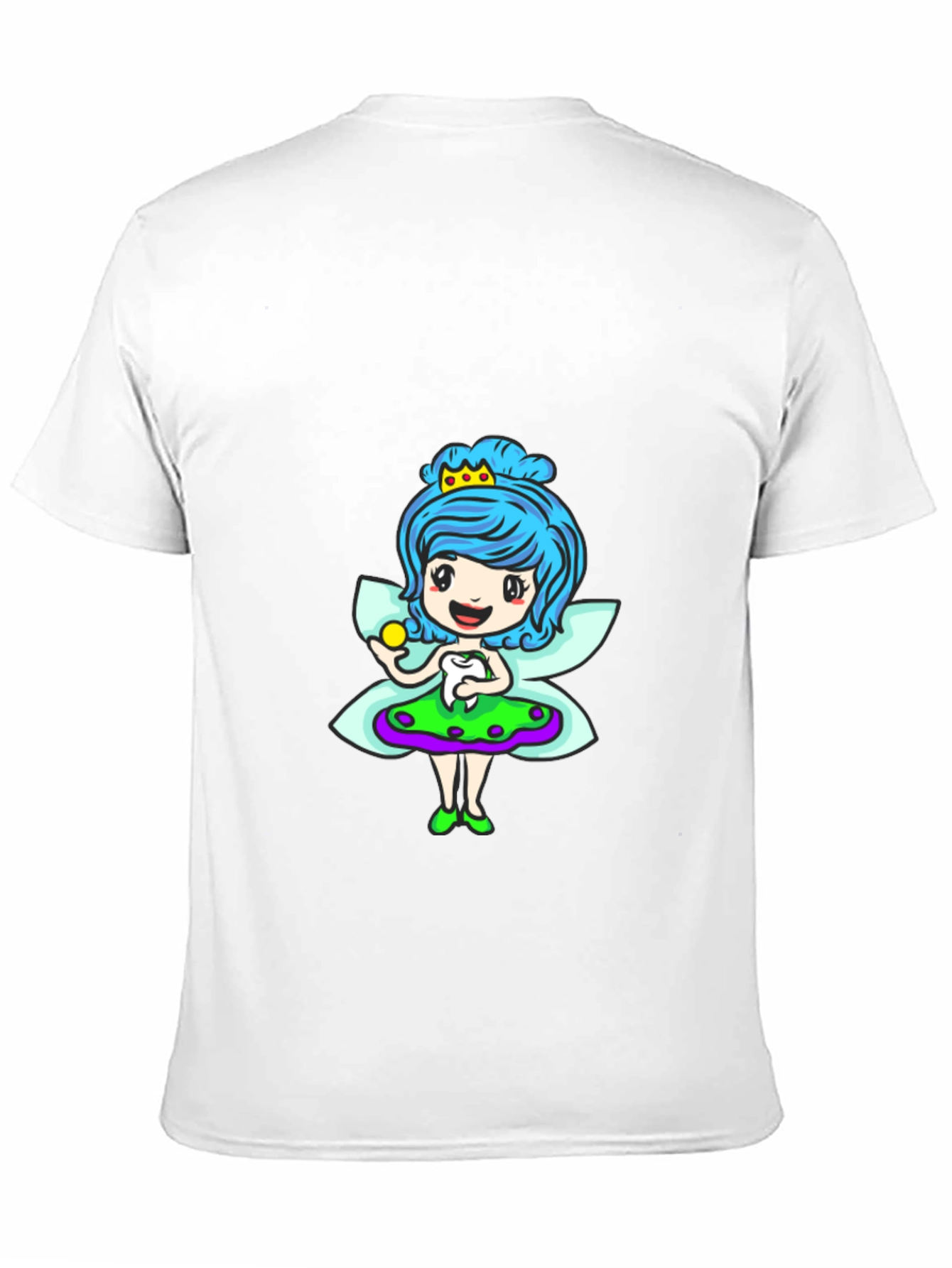 Cute Cartoon Fairy Print Black T-Shirt