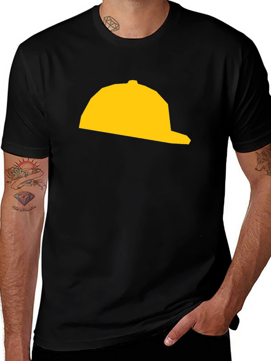 Yellow Hat Graphic Tee - Black Cotton T-Shirt