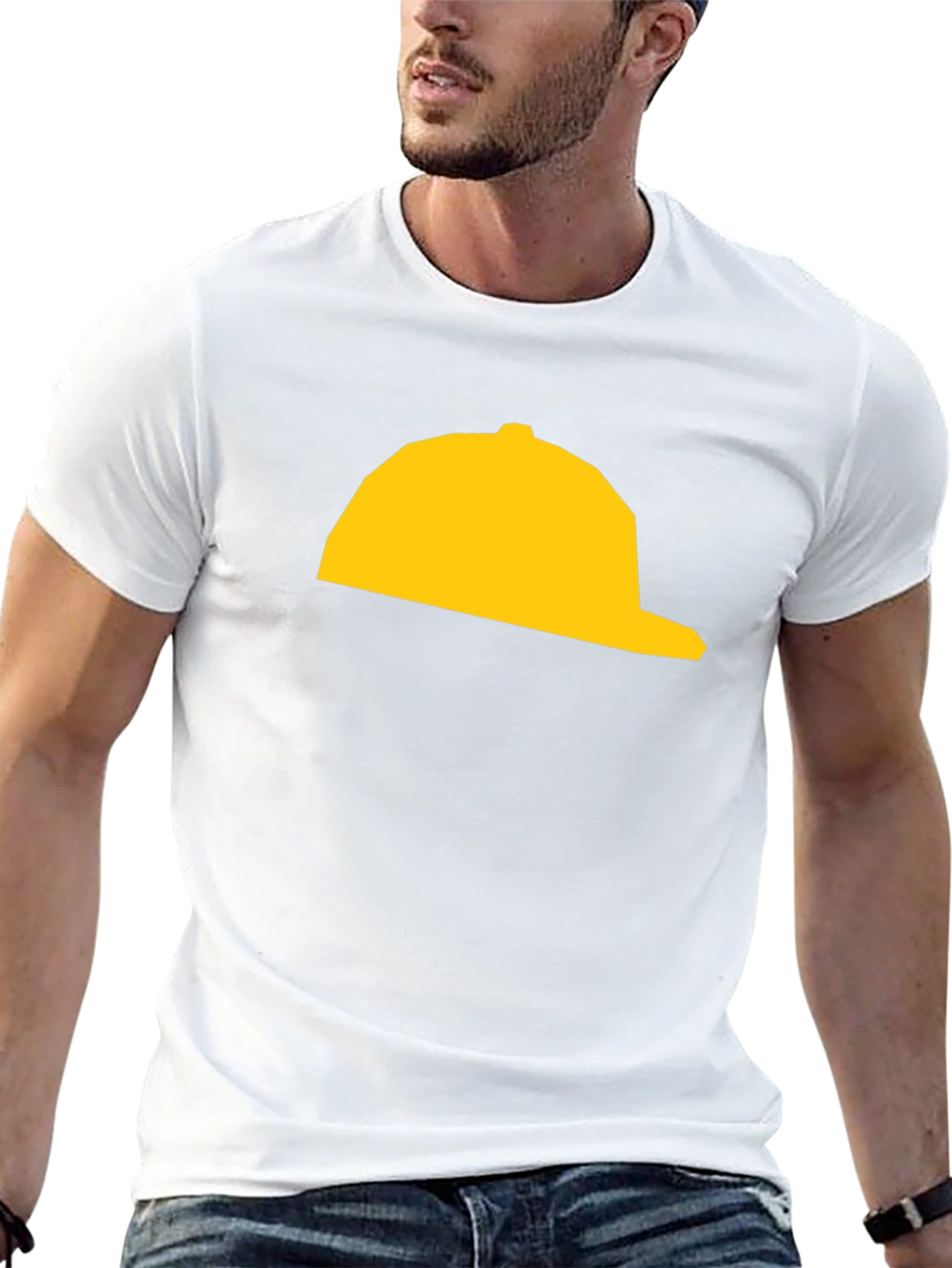 Yellow Hat Graphic Tee - Black Cotton T-Shirt