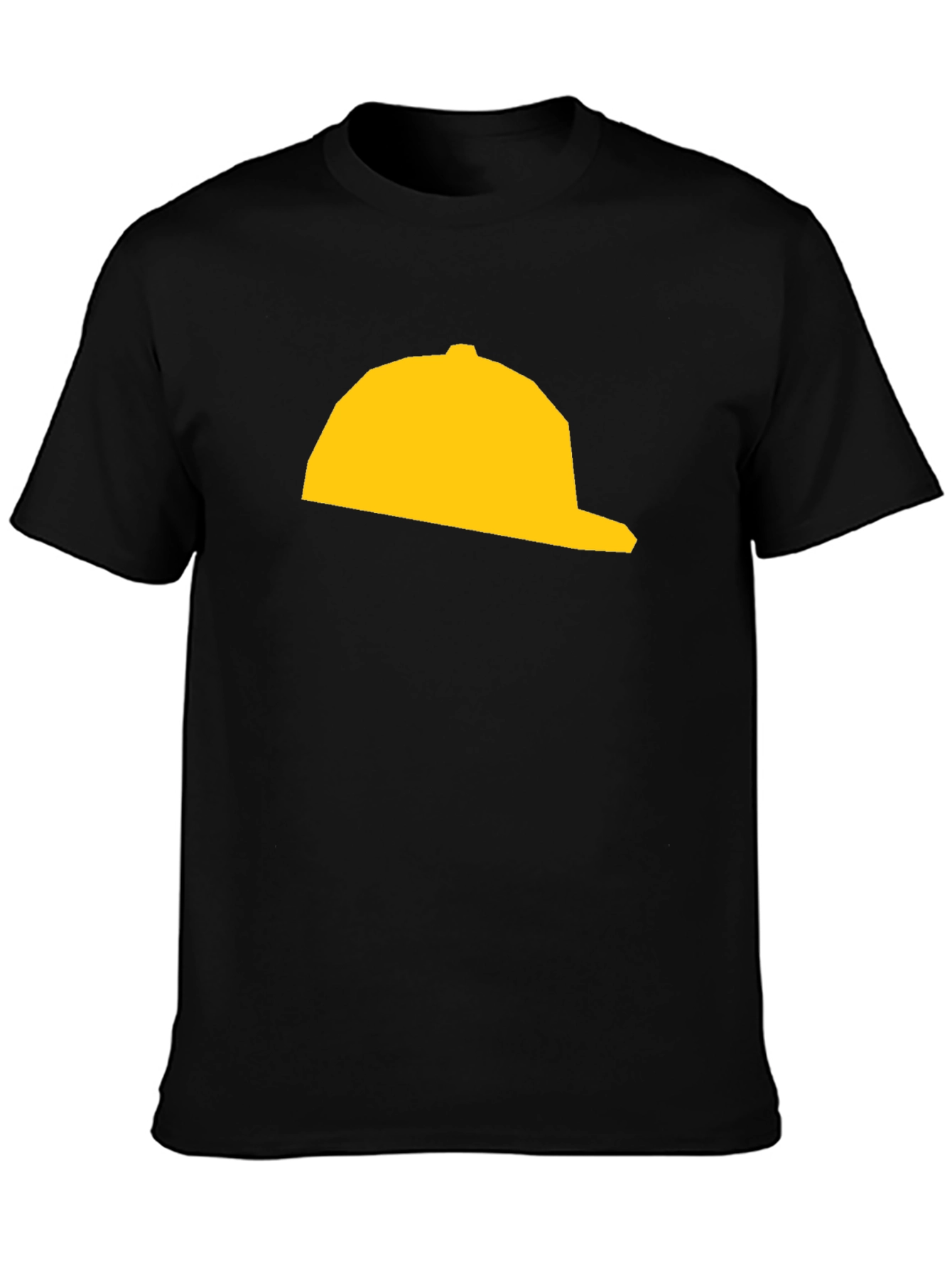 Yellow Hat Graphic Tee - Black Cotton T-Shirt
