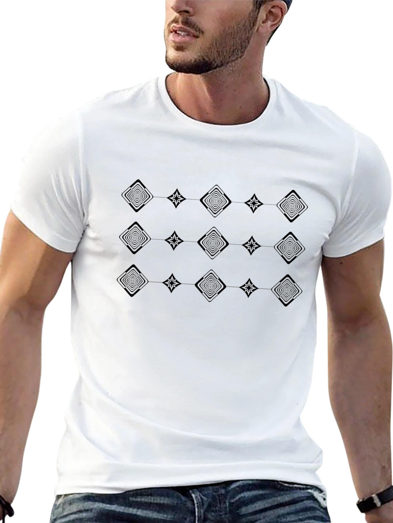 Geometric Pattern Black T-Shirt