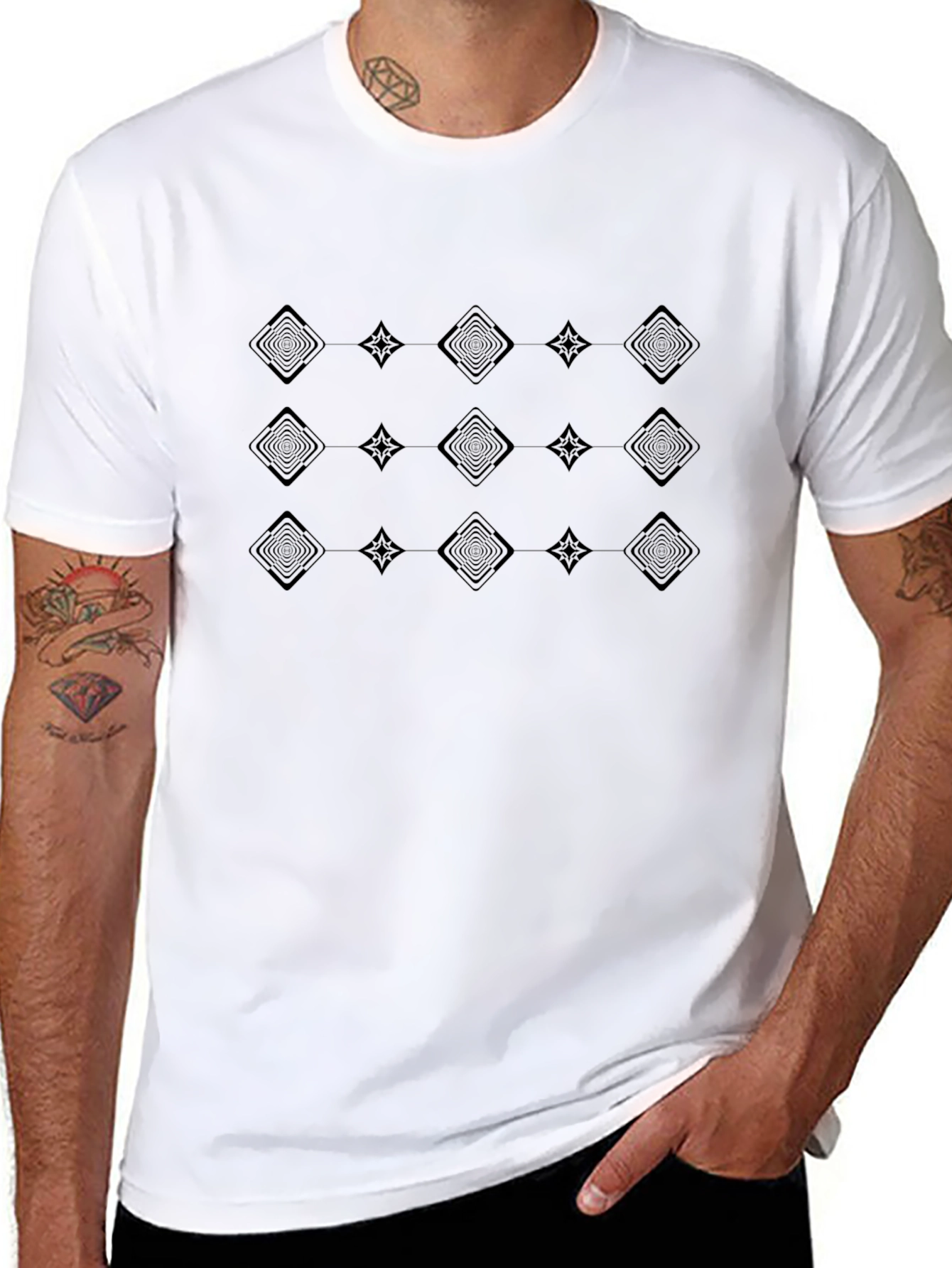 Geometric Pattern Black T-Shirt