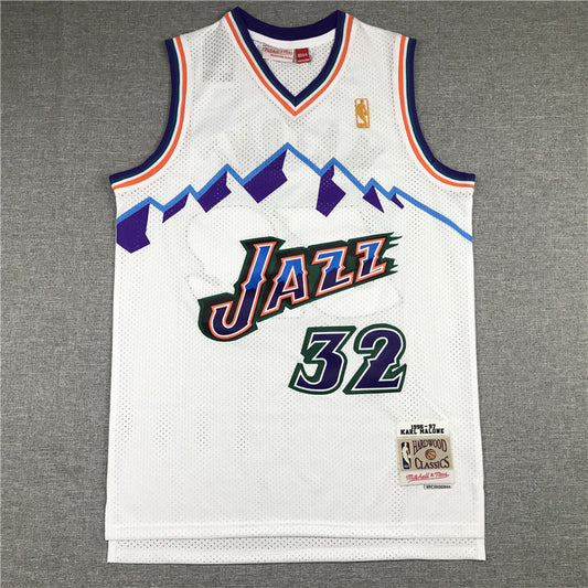 Men's Utah Jazz Karl Malone White 1996-97 Hardwood Classics Swingman Jerseys