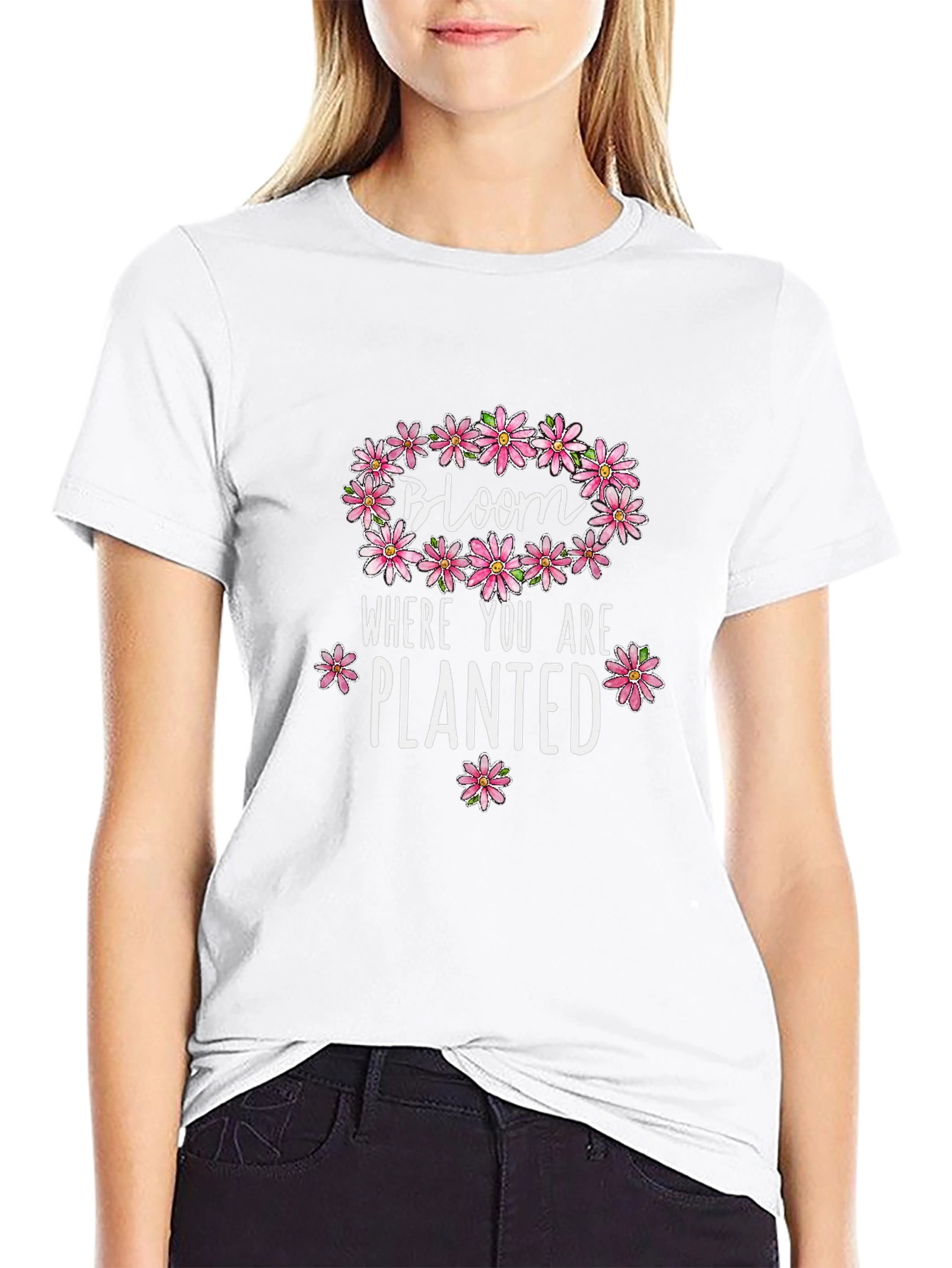 Bloom Where You Are Planted Black Graphic Tee