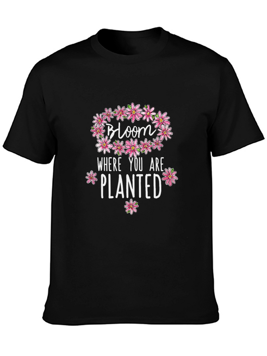 Bloom Where You Are Planted Black Graphic Tee