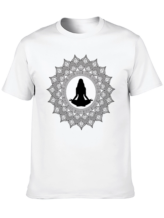 Mens Black Yoga Mandala T-Shirt