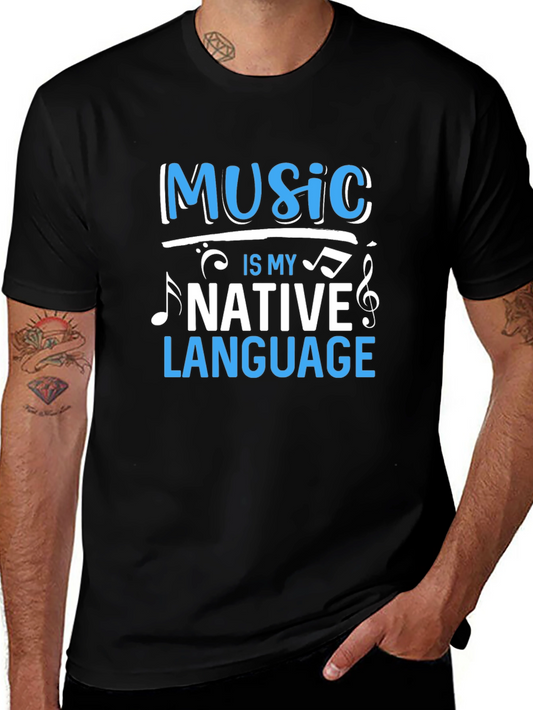 Music Is My Native Language Black Graphic Tee