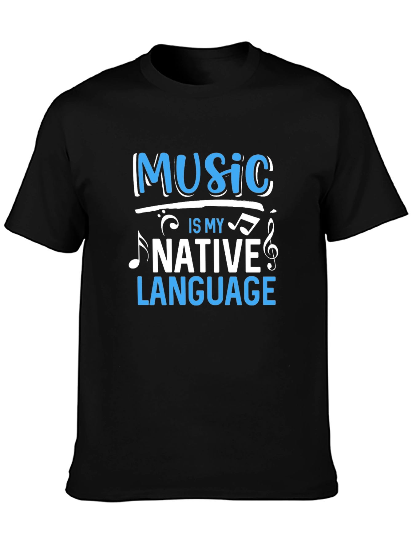 Music Is My Native Language Black Graphic Tee