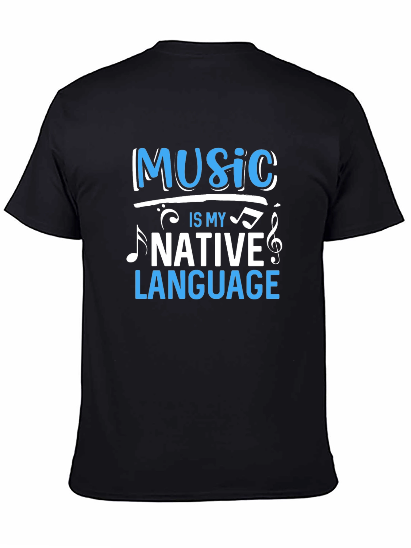 Music Is My Native Language Black Graphic Tee
