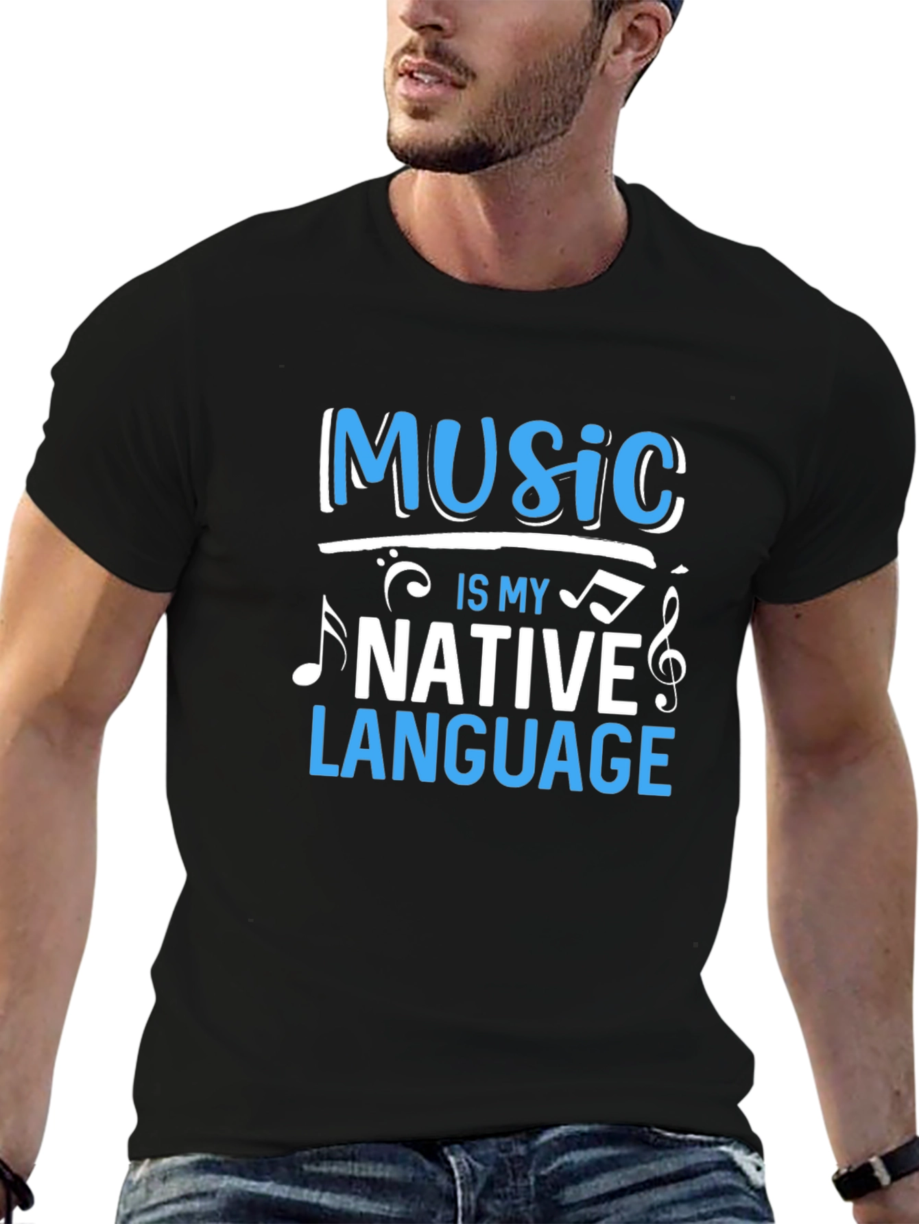 Music Is My Native Language Black Graphic Tee
