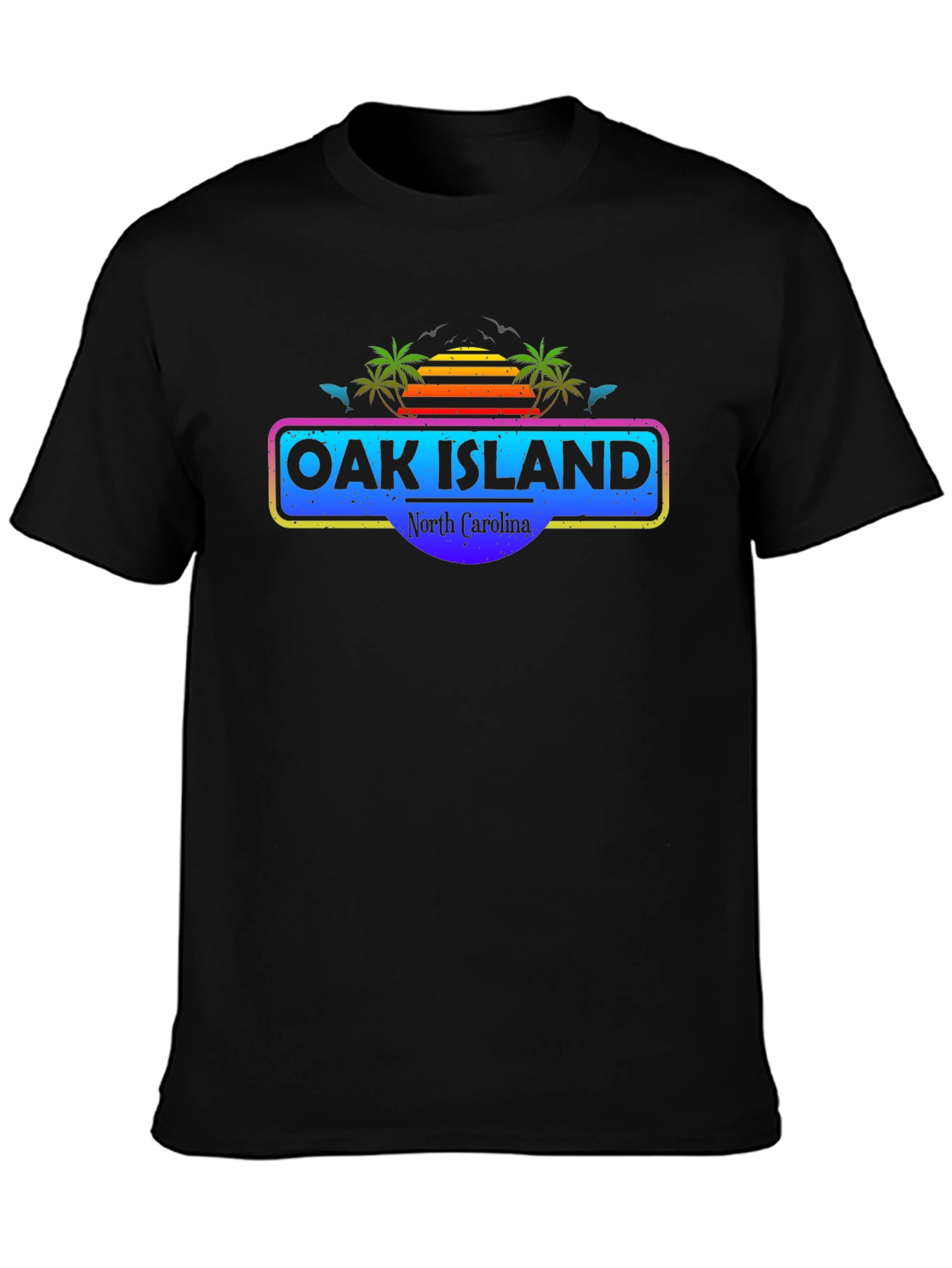 Oak Island North Carolina Retro Graphic T-Shirt