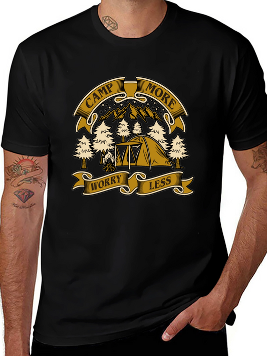Camp More Worry Less T-Shirt Outdoor Adventure Tee