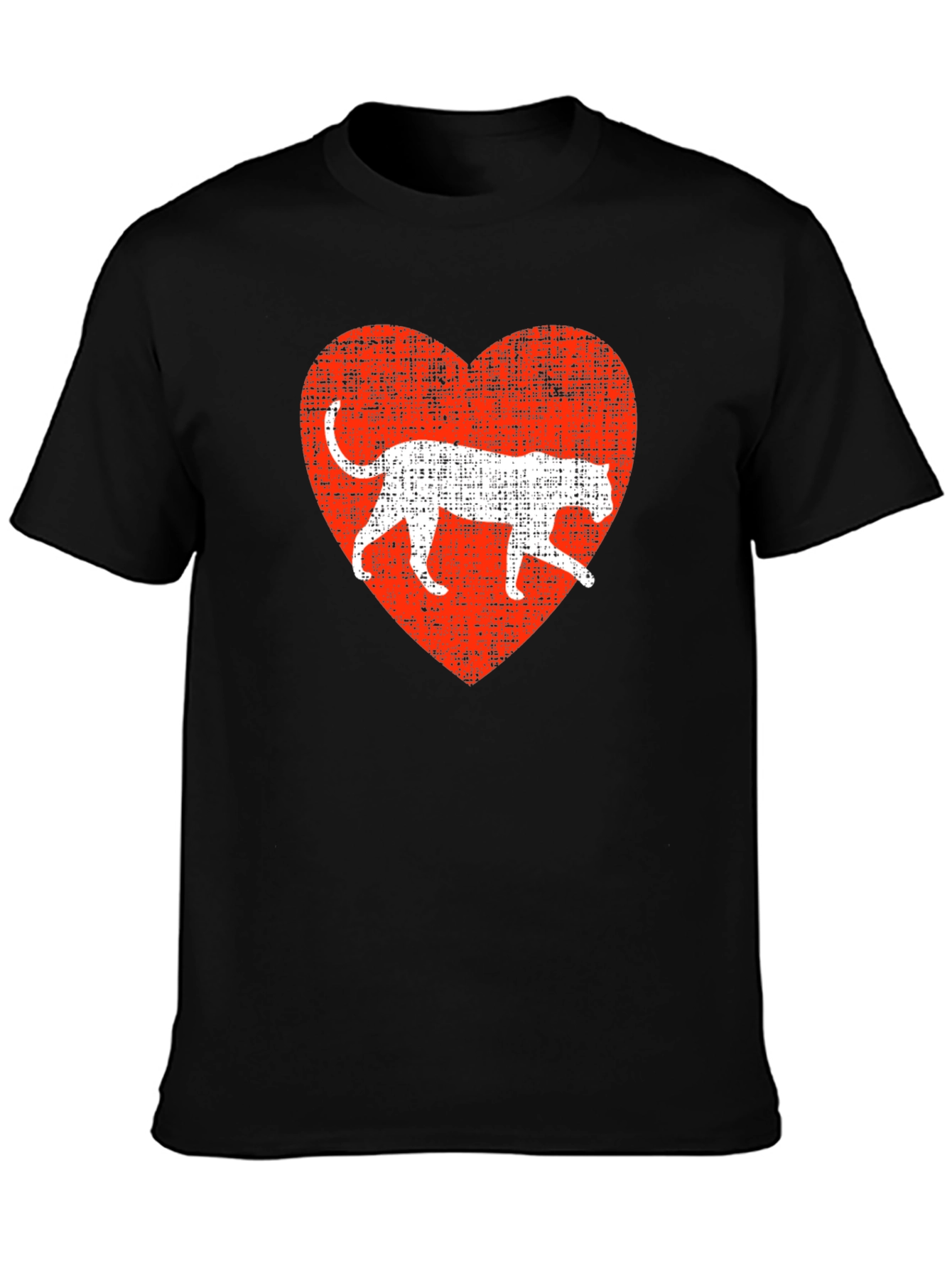 Leopard Heart Graphic T-Shirt - Black