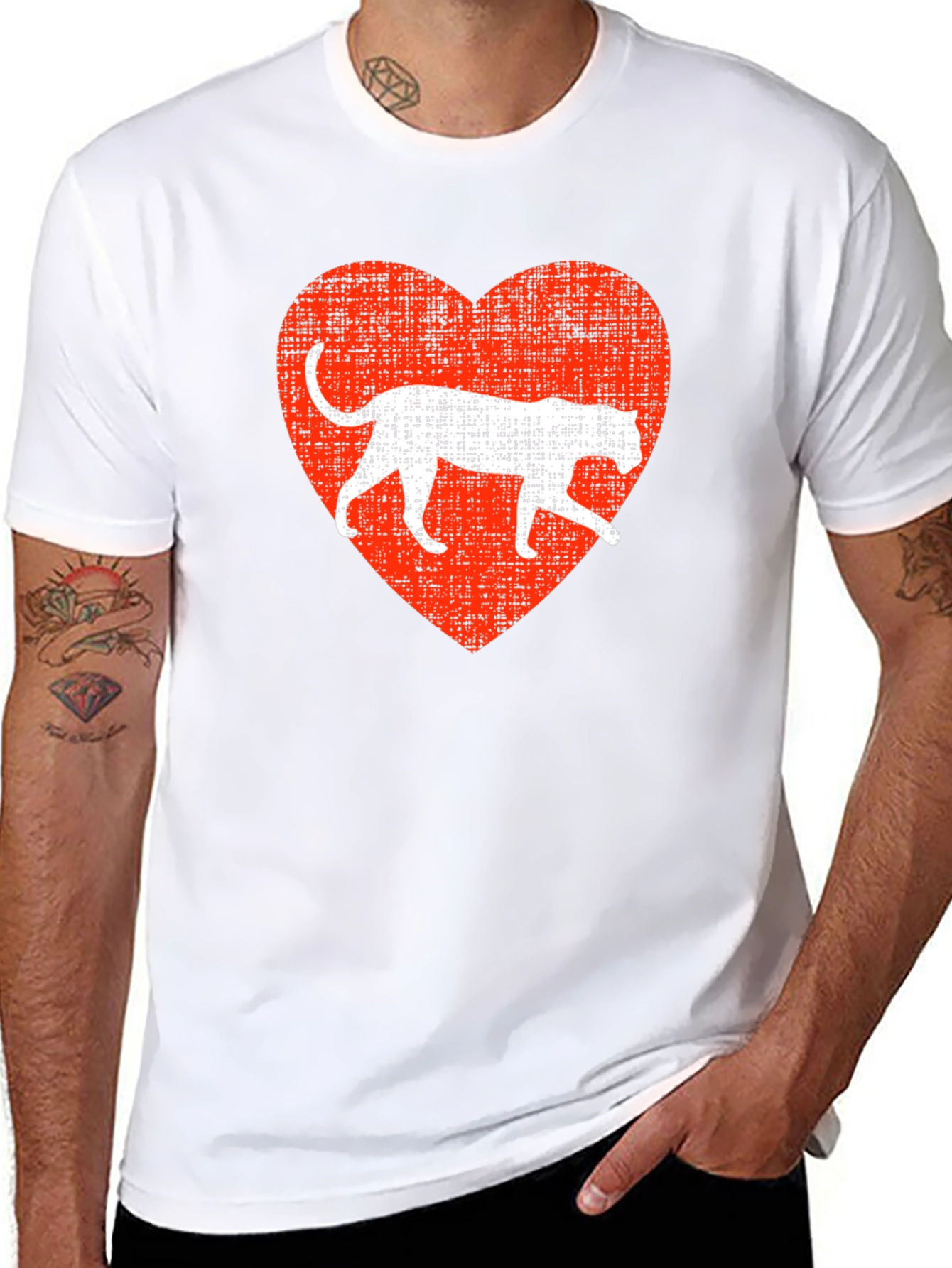 Leopard Heart Graphic T-Shirt - Black