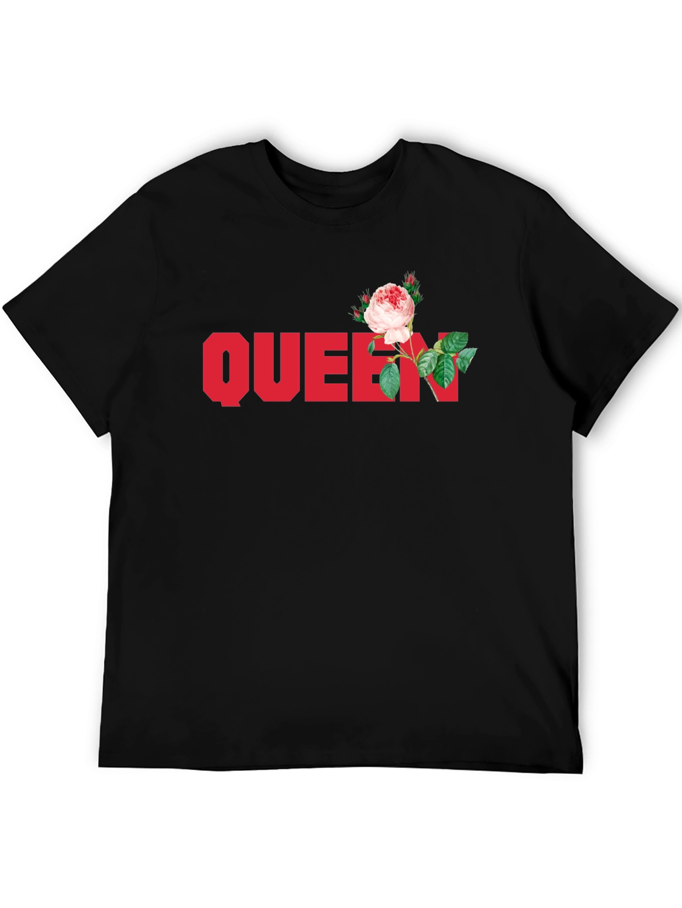 Queen Rose Graphic Tee - Stylish Black T-Shirt