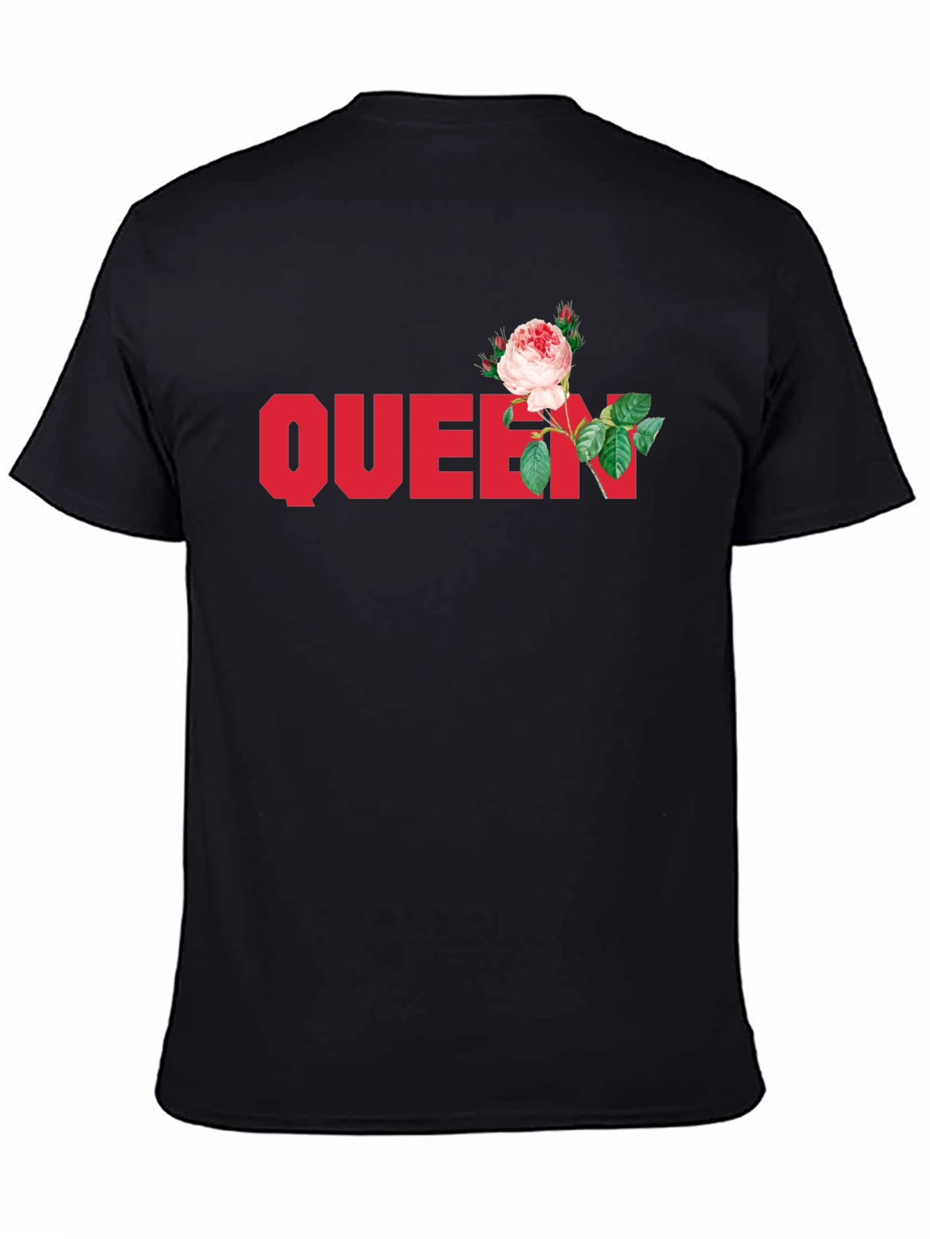 Queen Rose Graphic Tee - Stylish Black T-Shirt