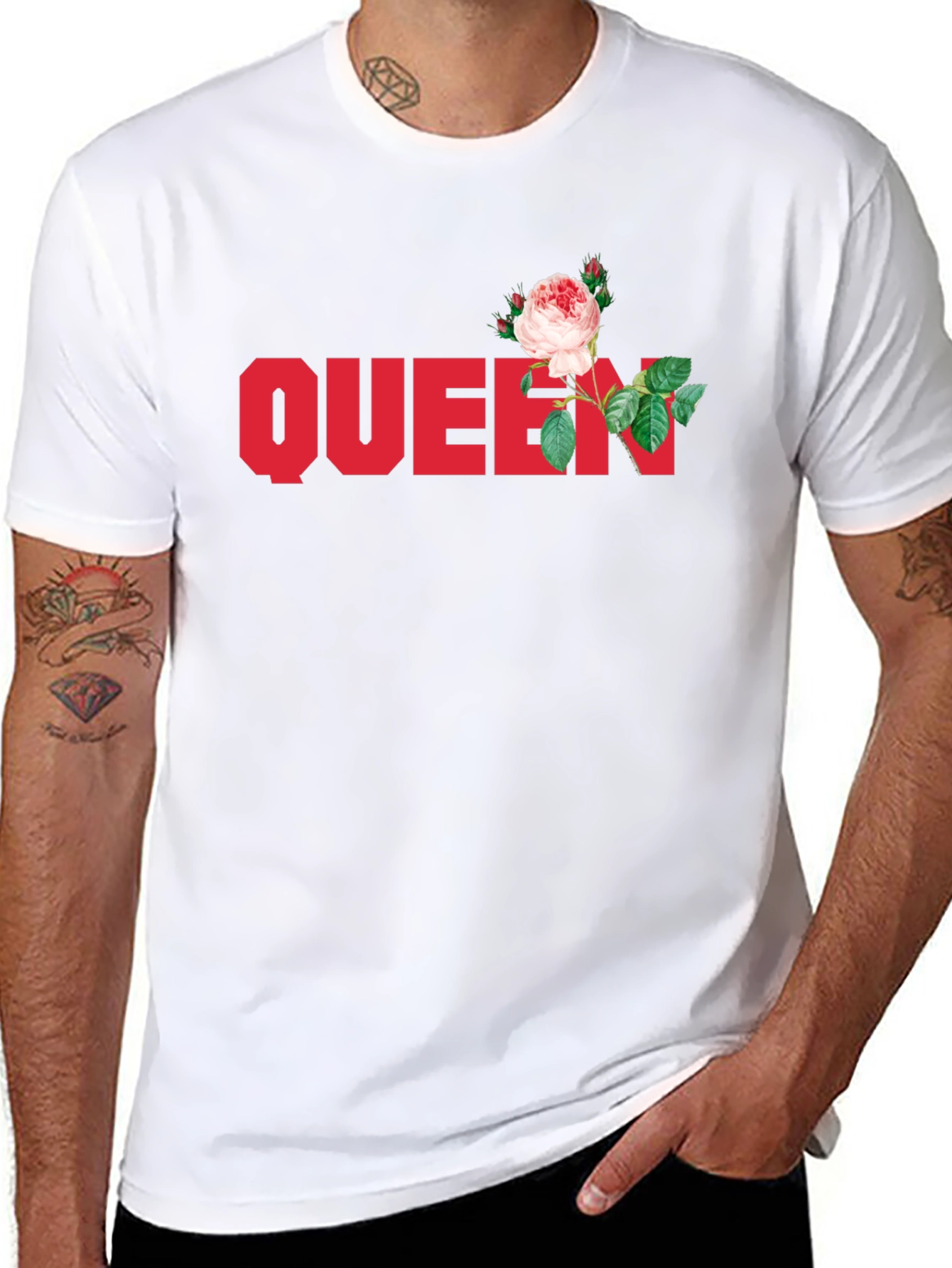 Queen Rose Graphic Tee - Stylish Black T-Shirt