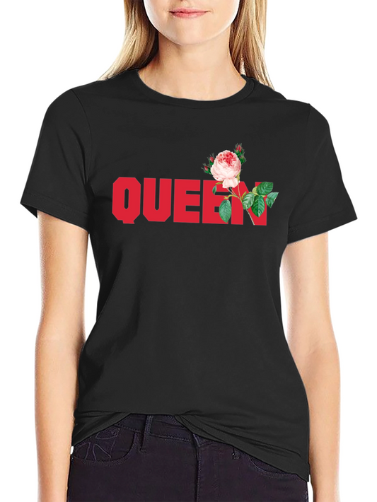 Queen Rose Graphic Tee - Stylish Black T-Shirt