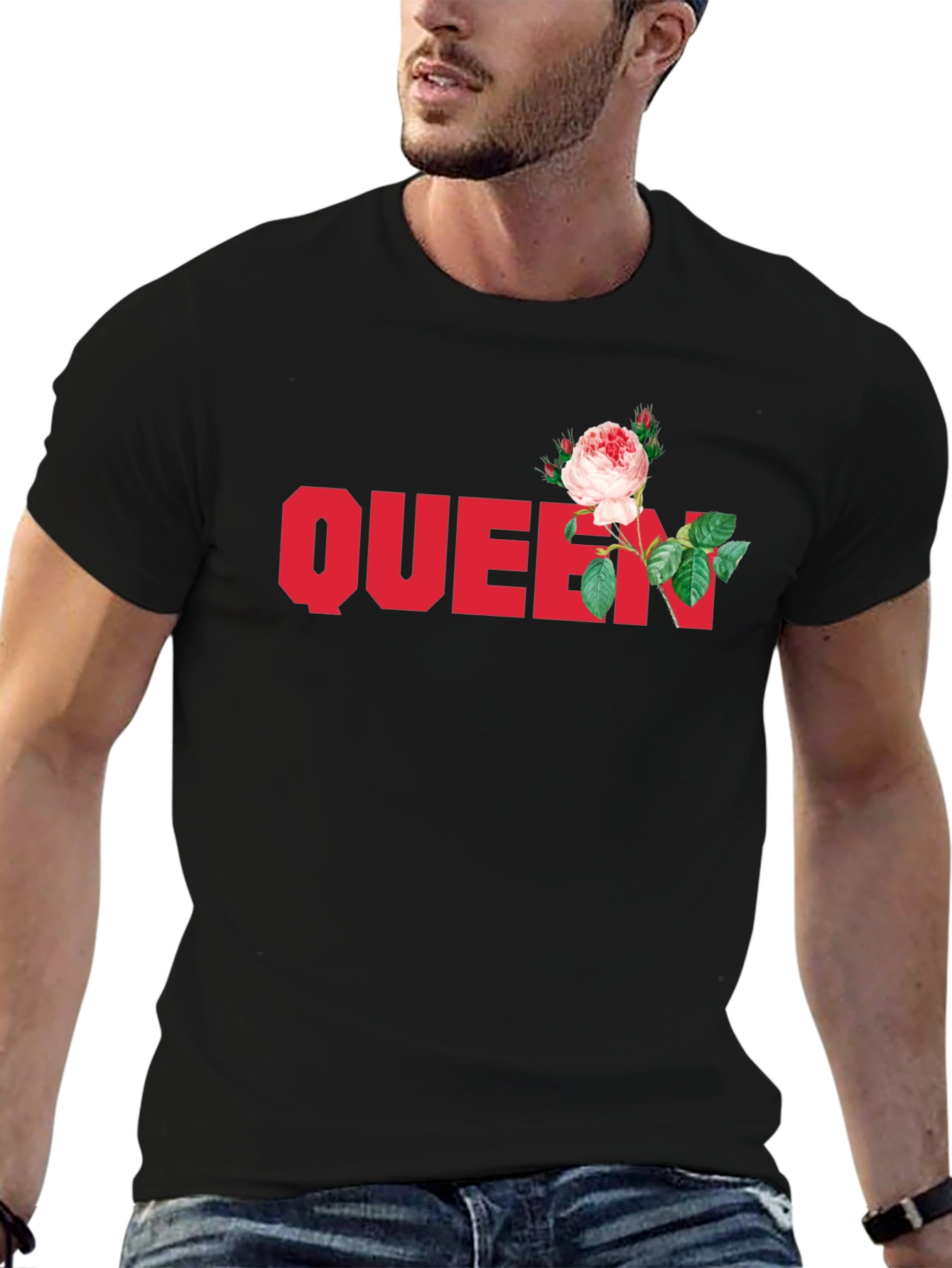 Queen Rose Graphic Tee - Stylish Black T-Shirt