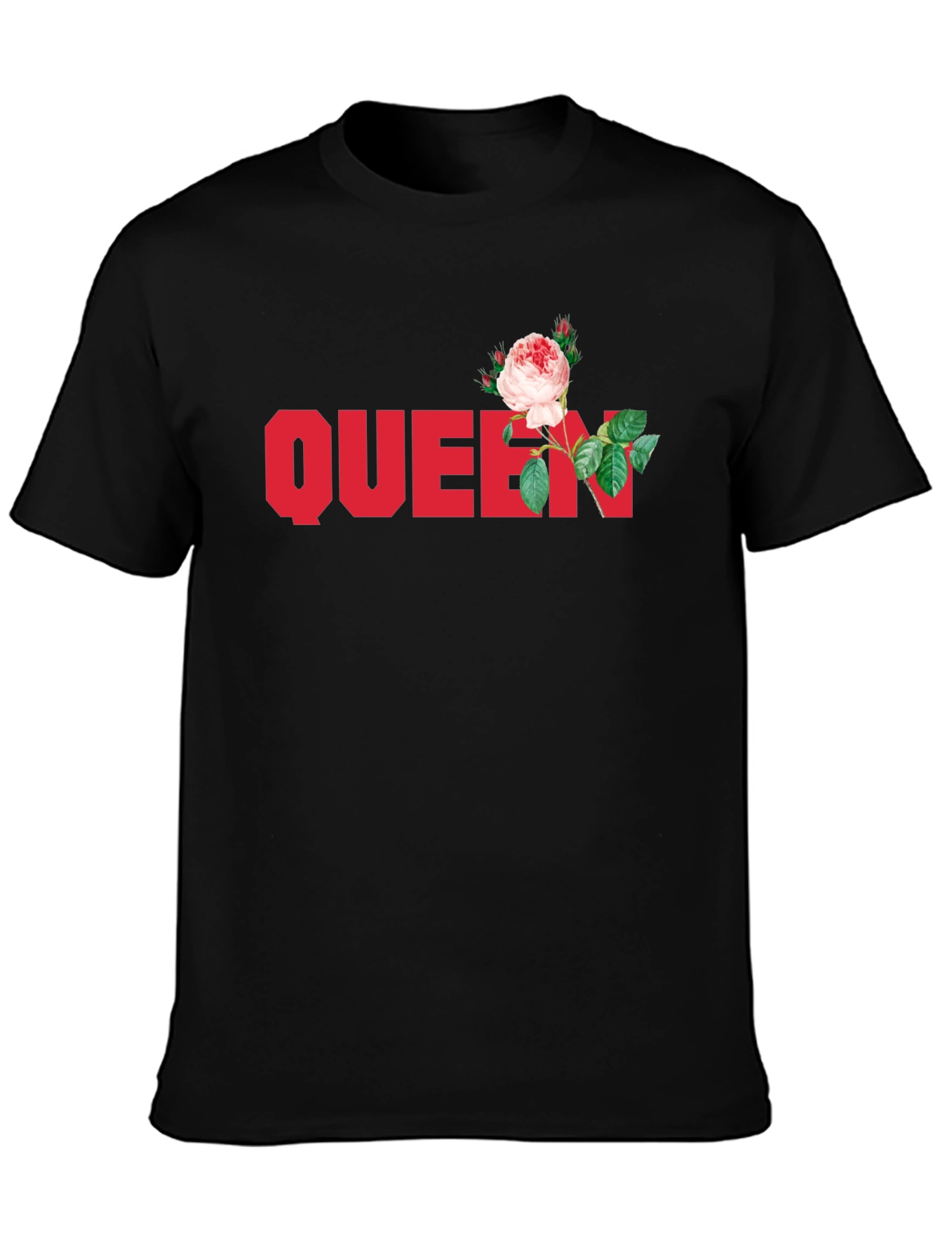 Queen Rose Graphic Tee - Stylish Black T-Shirt