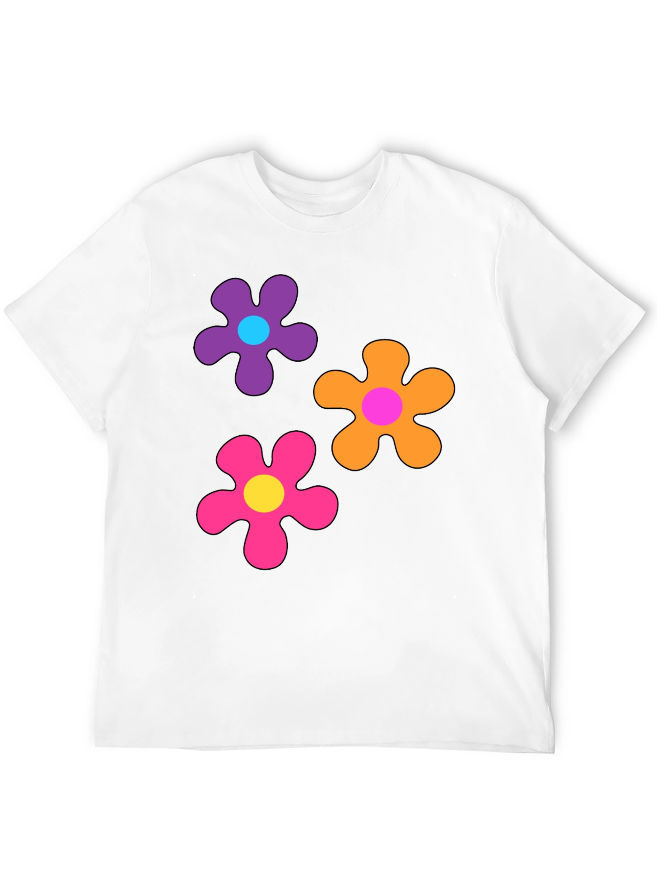 Retro Flower Power Black T-Shirt
