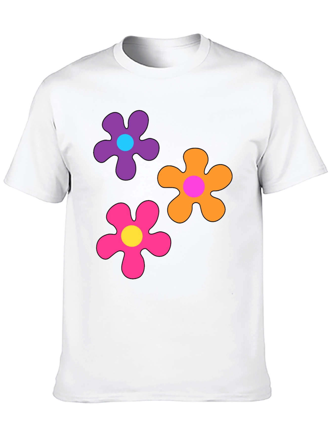 Retro Flower Power Black T-Shirt