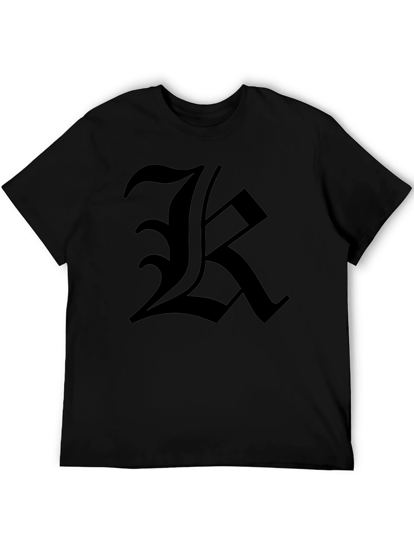 Mens Black T-Shirt with Bold Letter Graphic