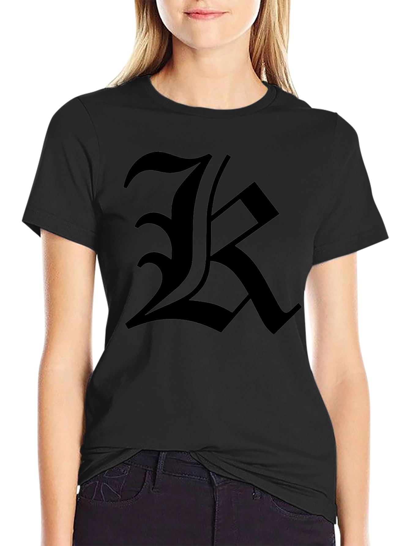 Mens Black T-Shirt with Bold Letter Graphic