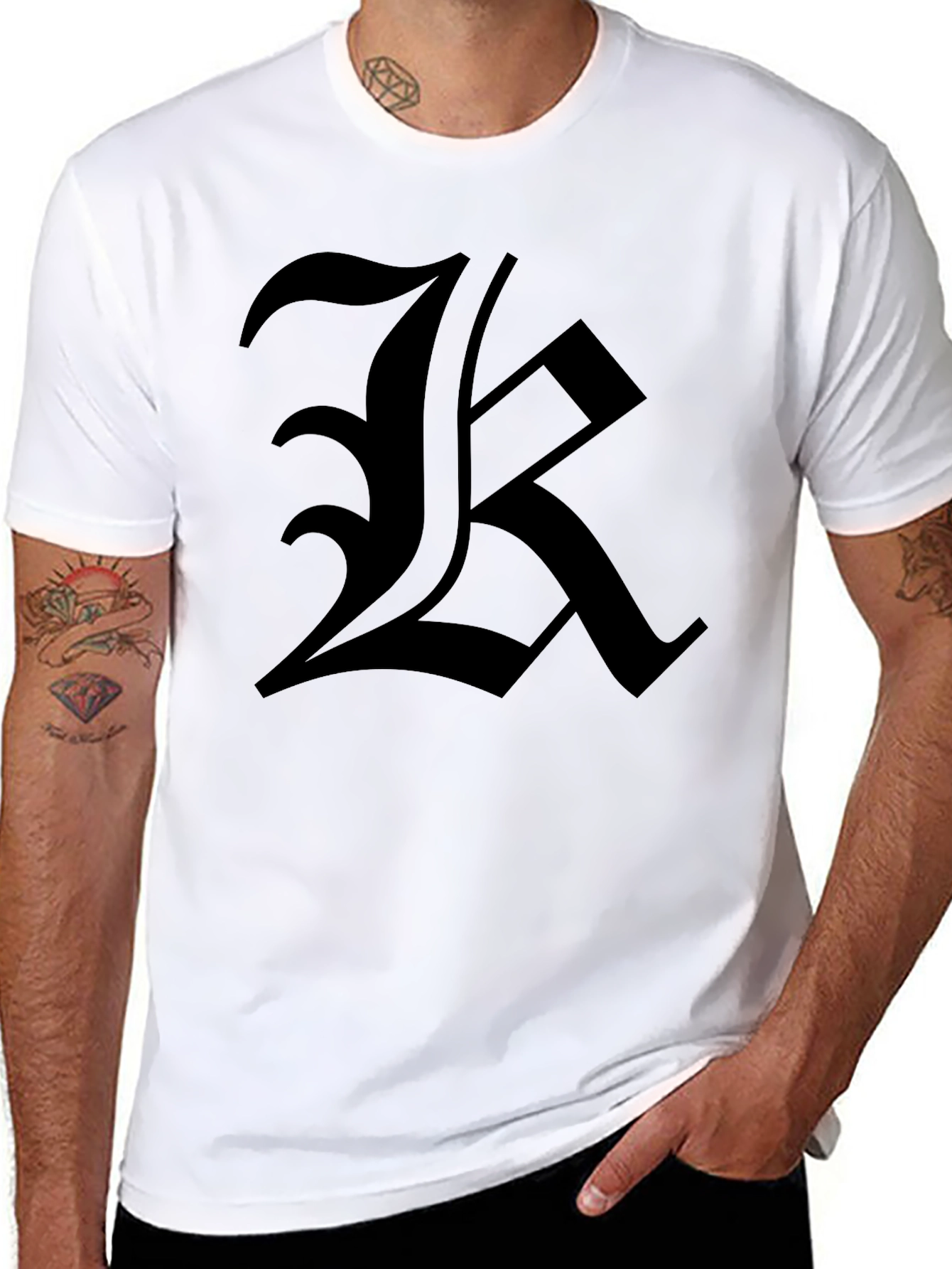 Mens Black T-Shirt with Bold Letter Graphic