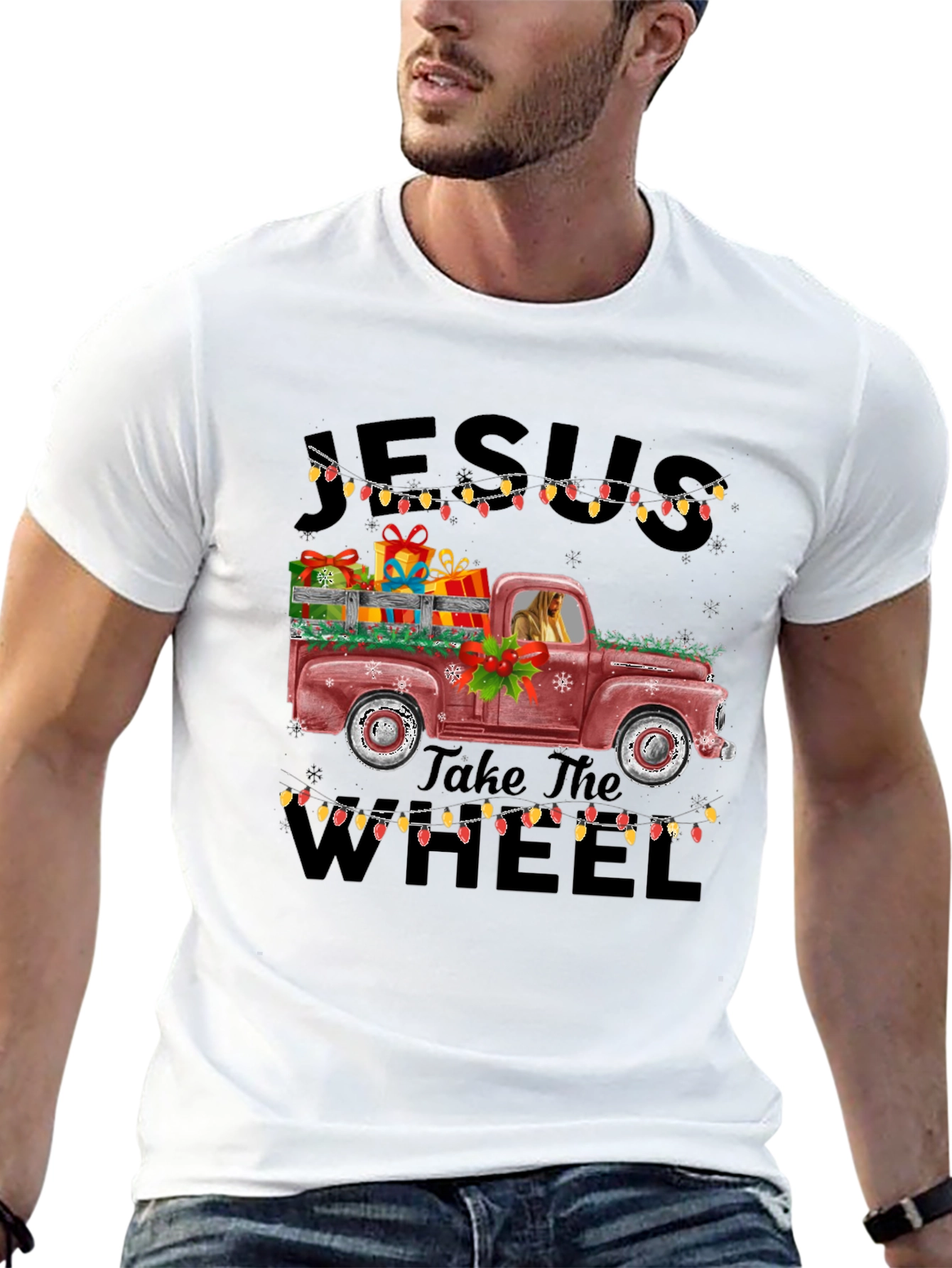 Jesus Take the Wheel Christmas Truck T-Shirt