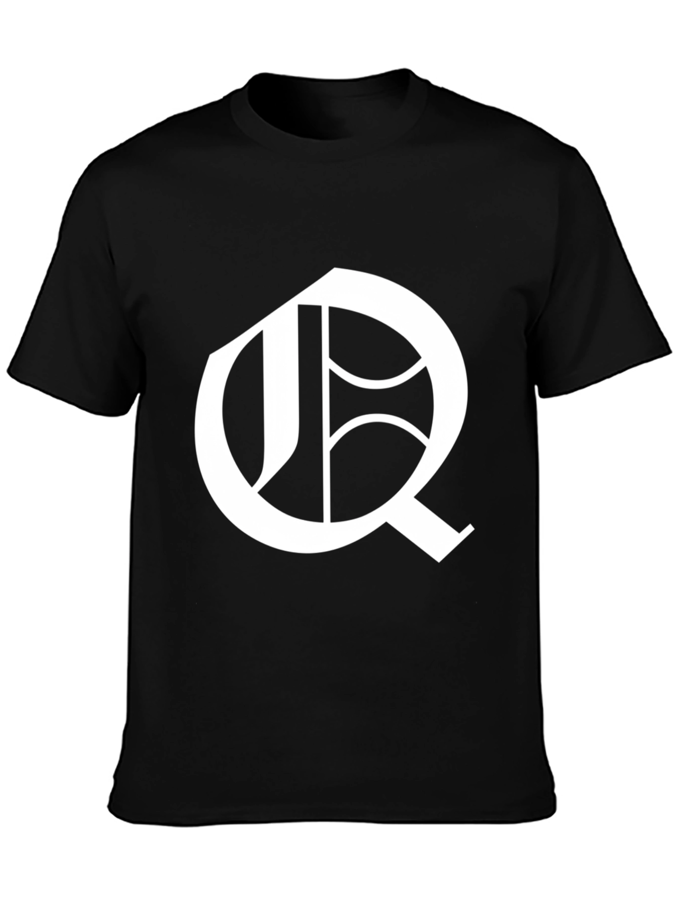 Black T-Shirt with White Letter Q Design