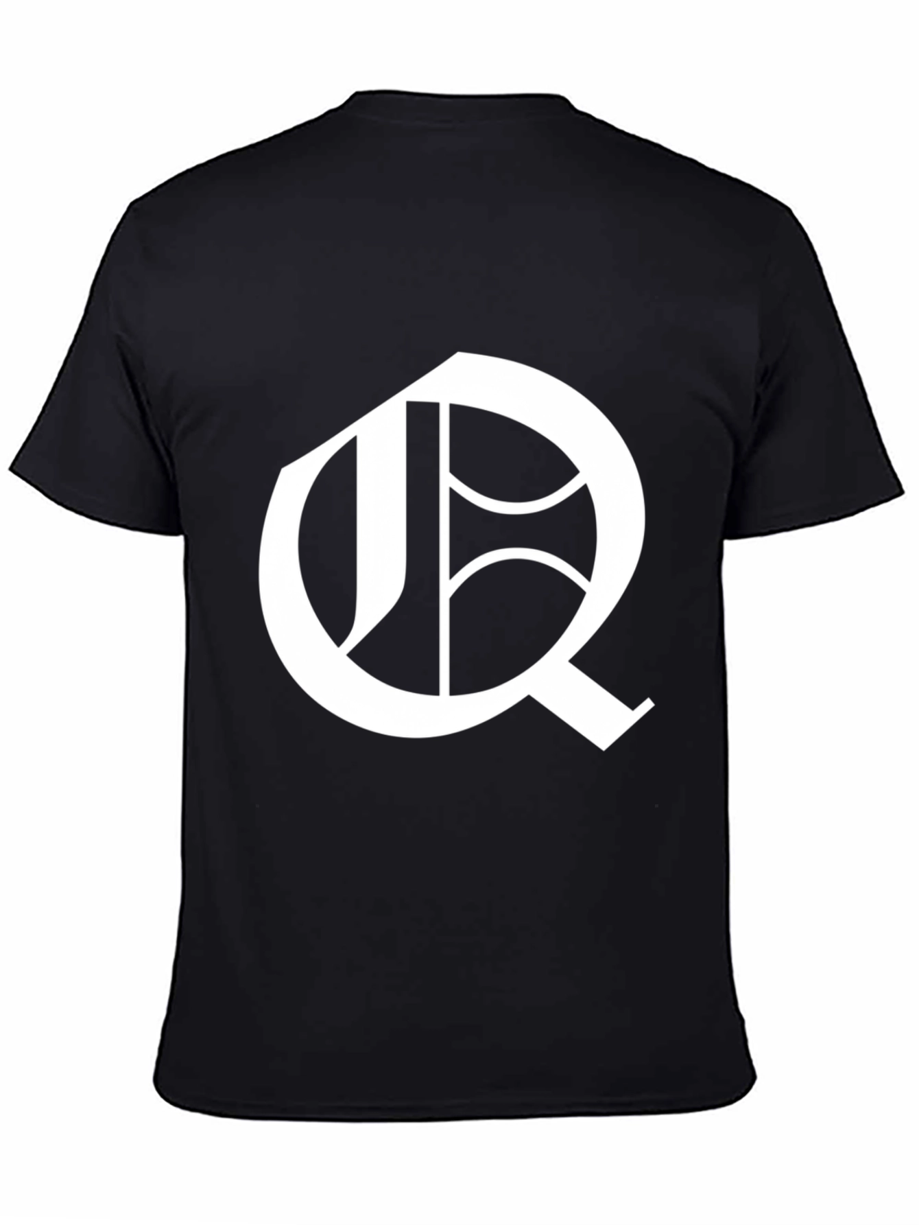 Black T-Shirt with White Letter Q Design
