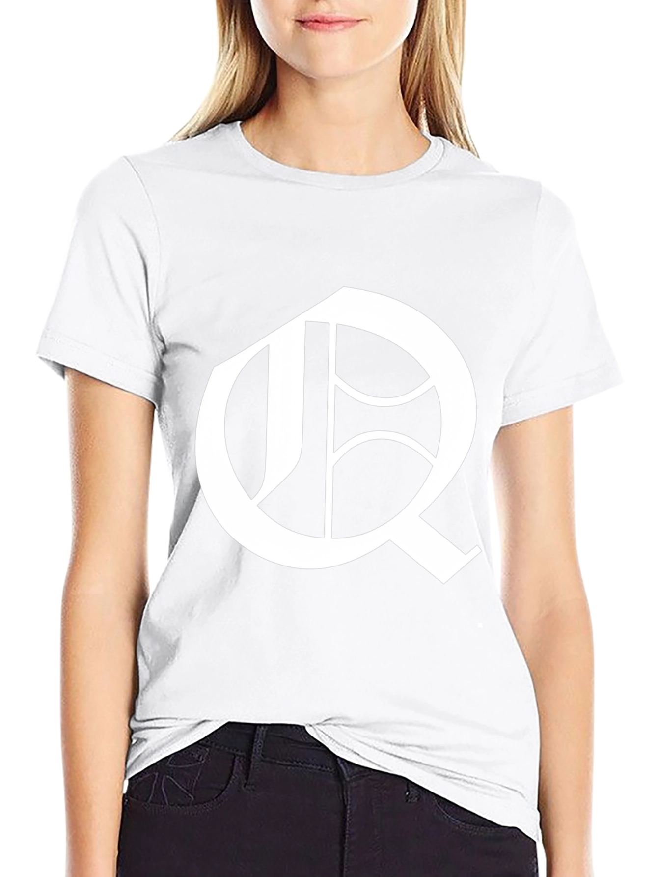 Black T-Shirt with White Letter Q Design