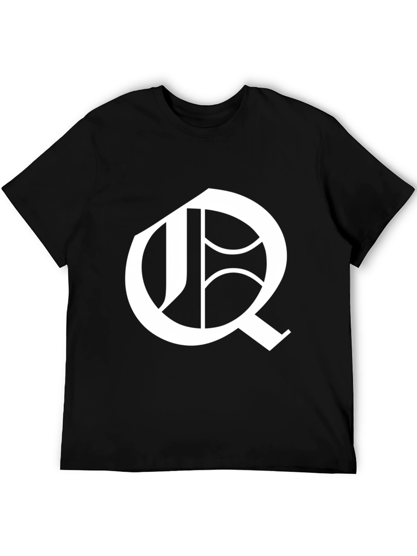 Black T-Shirt with White Letter Q Design