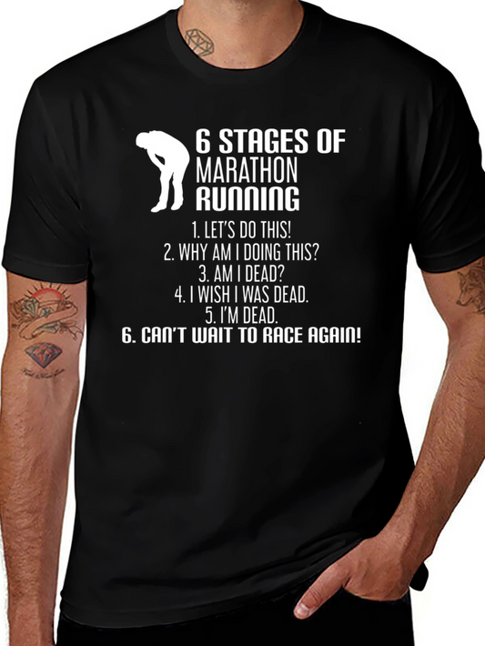 Marathon Runner Stages Black Graphic T-Shirt