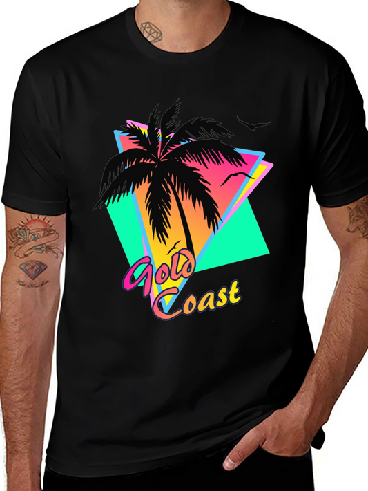 Retro Gold Coast T-Shirt - Vintage Style Palm Tree Tee