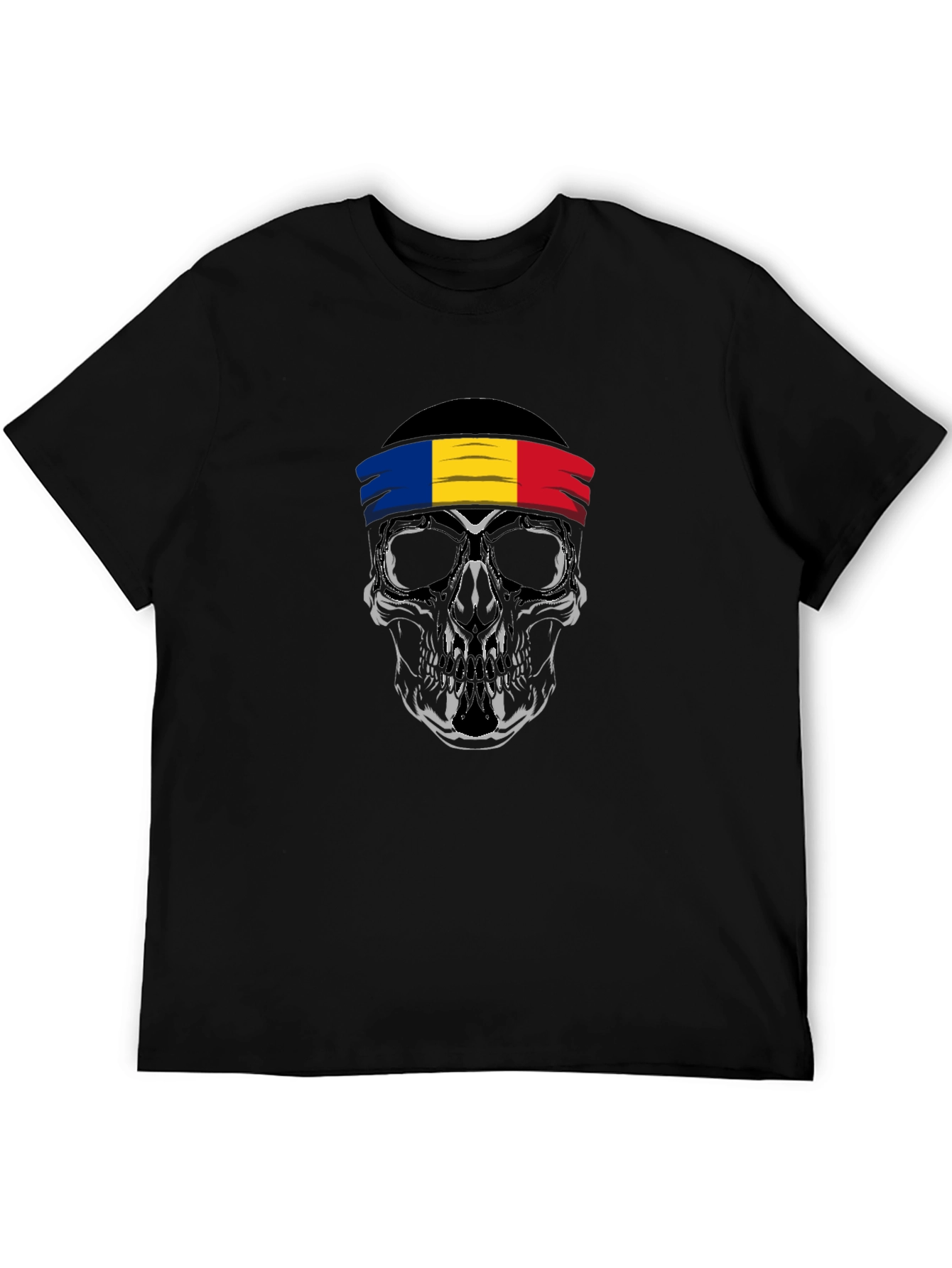 Skull Romania Flag Headband T-Shirt