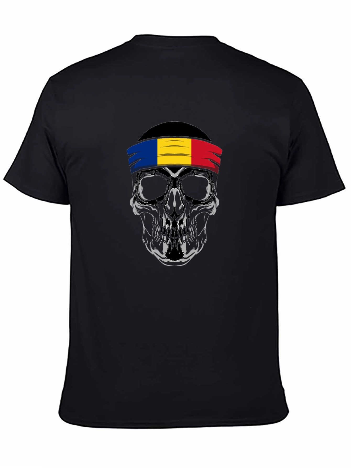 Skull Romania Flag Headband T-Shirt