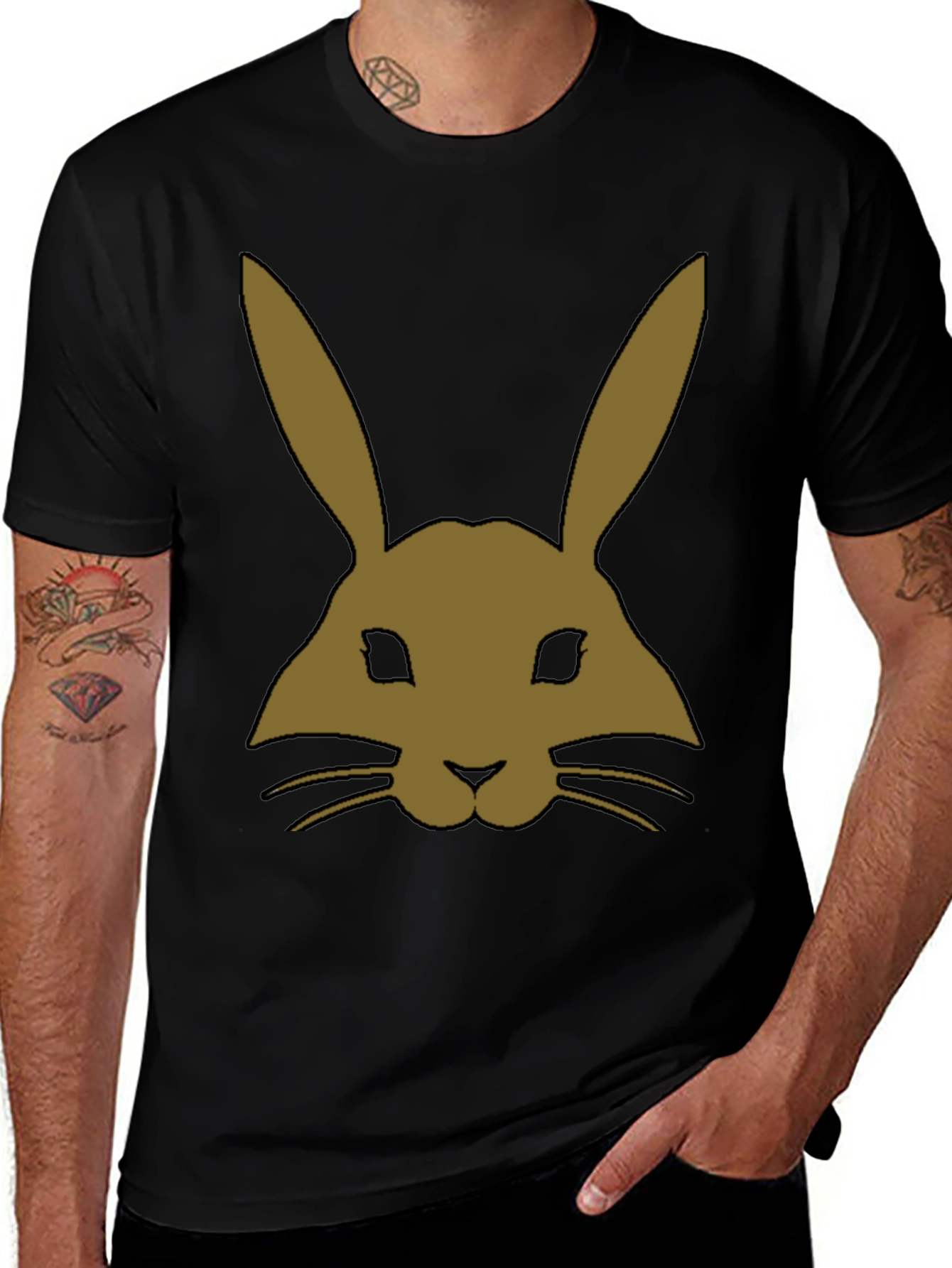 Rabbit Graphic T-Shirt - Black Unisex Tee