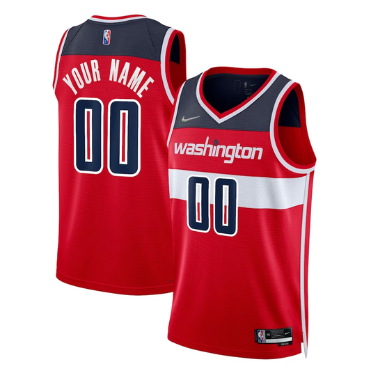 Men's Washington Wizards Red 2021/22 Diamond Swingman Custom Jerseys - Icon Edition