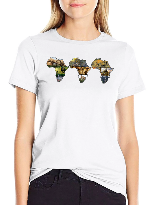 Africa Wildlife Print Black T-Shirt
