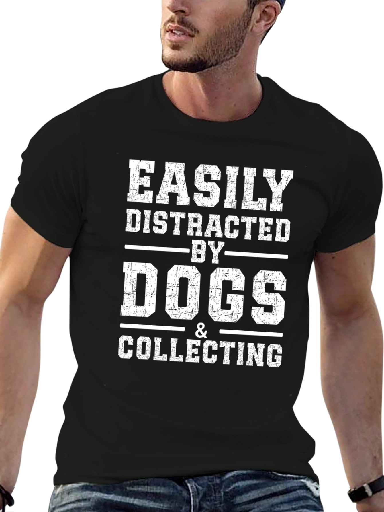 Easily Distracted By Dogs & Collecting Black Tee