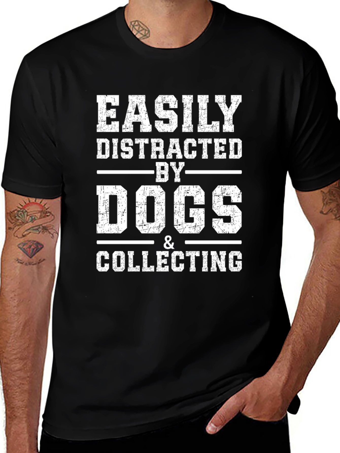 Easily Distracted By Dogs & Collecting Black Tee