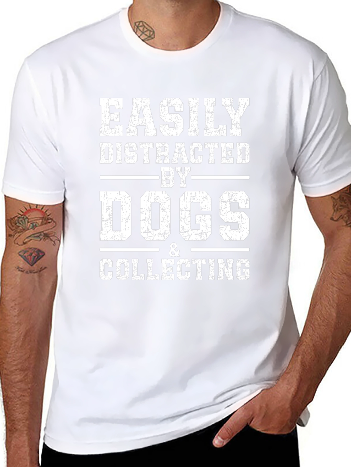 Easily Distracted By Dogs & Collecting Black Tee