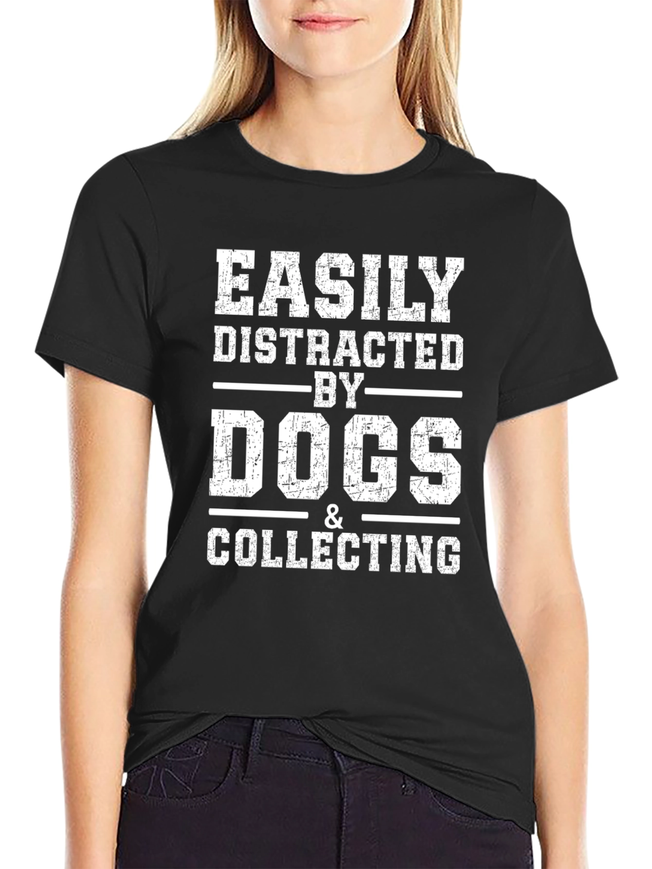 Easily Distracted By Dogs & Collecting Black Tee