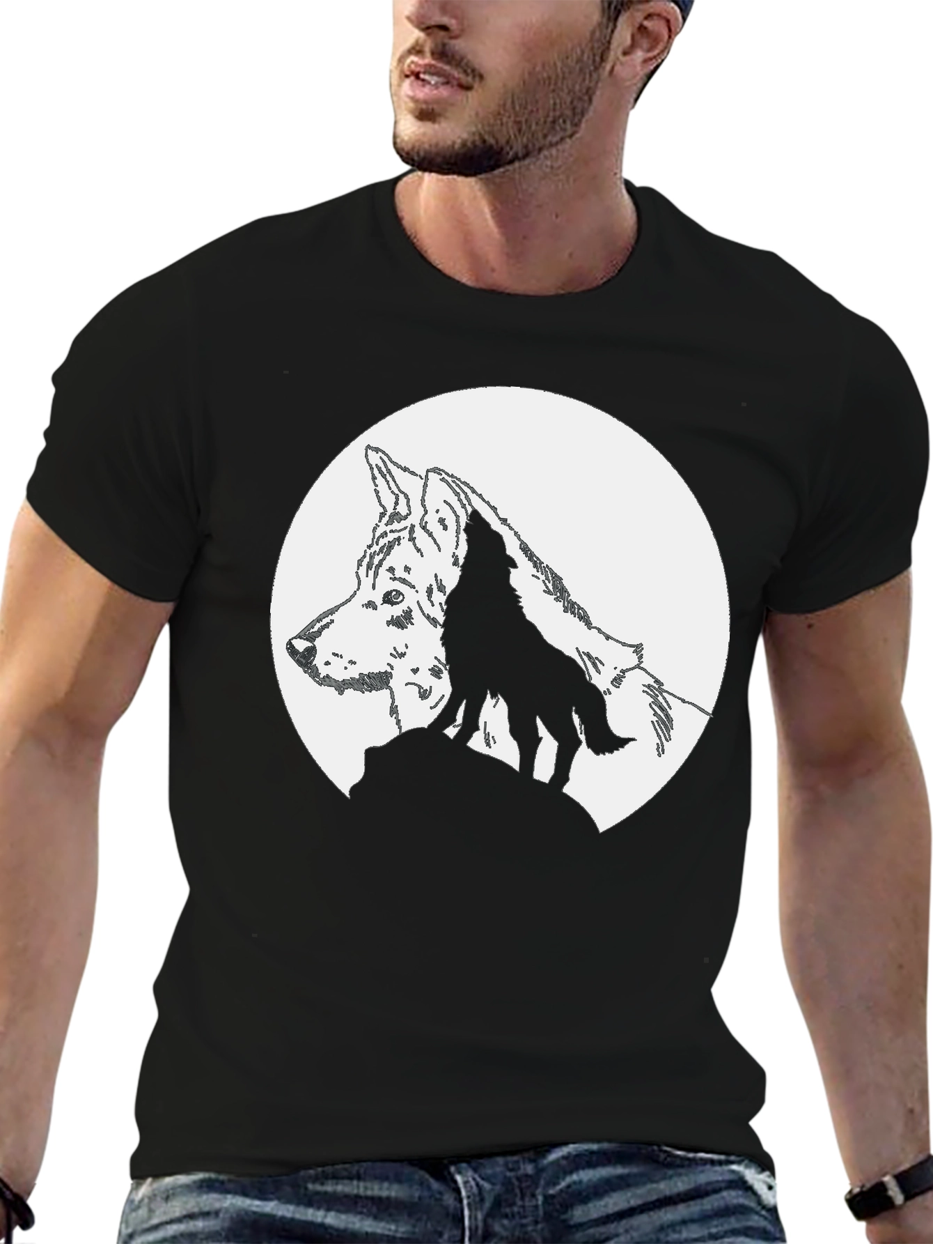 Wolf Moon Graphic T-Shirt - Black