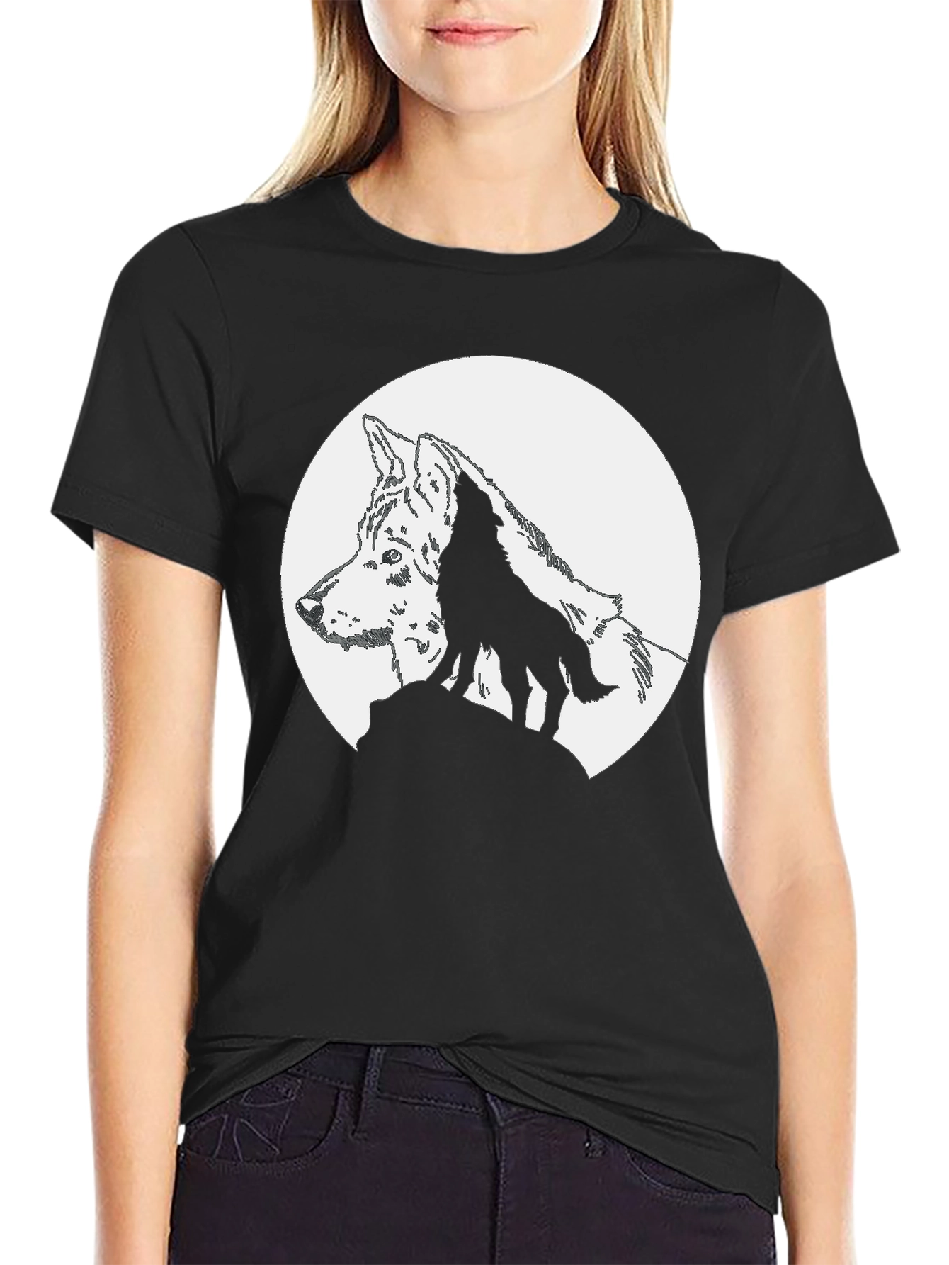 Wolf Moon Graphic T-Shirt - Black
